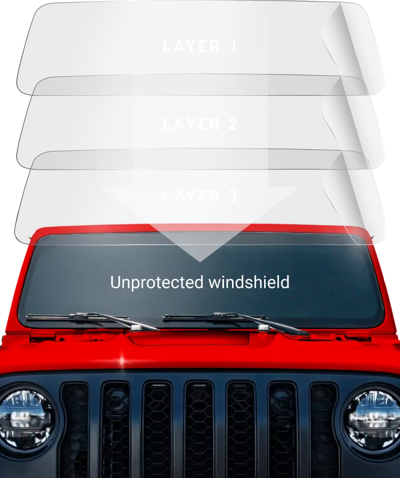 3 easy steps to installation on unprotected windshield
